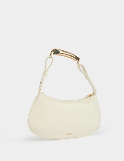 Bolso con asa met&aacute;lica blanco mujer