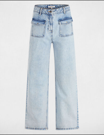 Vaquero pernera ancha denim descolorido mujer