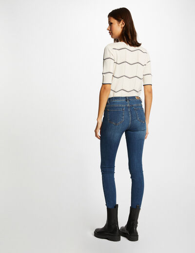 Jersey con manga corta con rayas marfil mujer