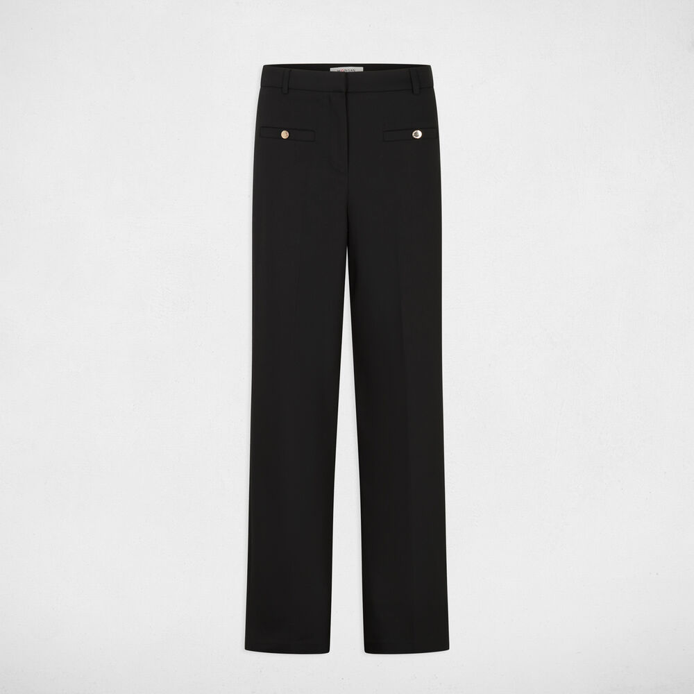 Pantal&oacute;n ancho de tiro alto negro mujer