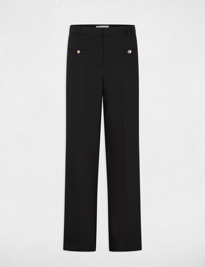Pantal&oacute;n ancho de tiro alto negro mujer