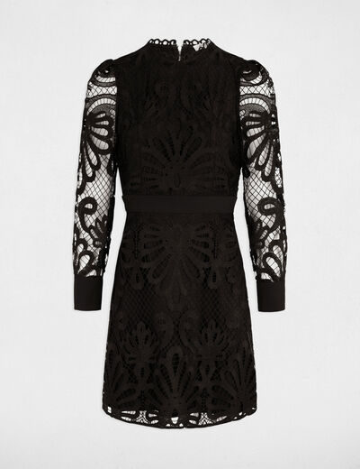 Vestido corto ajustado encaje negro mujer