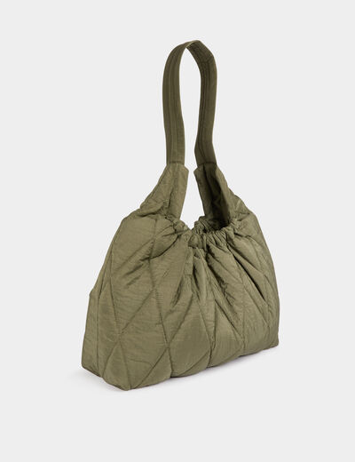 Bolso de hombro acolchado verde caqui mujer