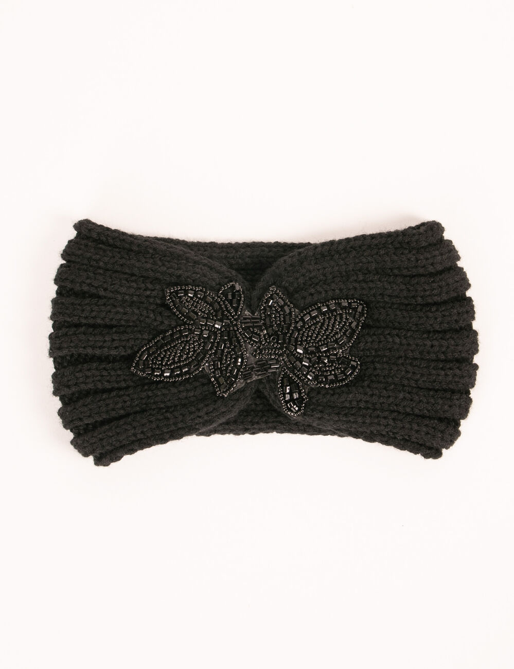 Diadema con detalle de perlas negro mujer