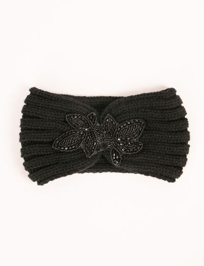 Diadema con detalle de perlas negro mujer