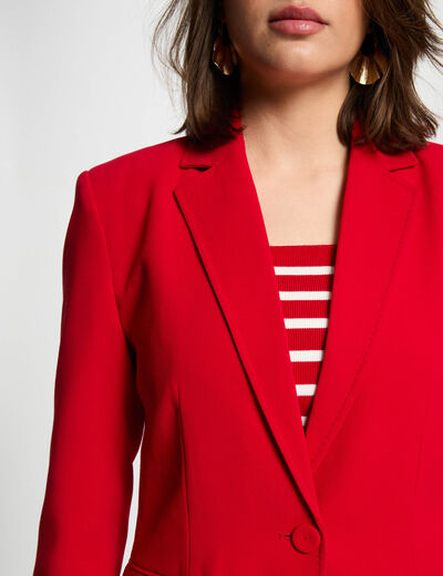 Americana entallada abotonada rojo mujer
