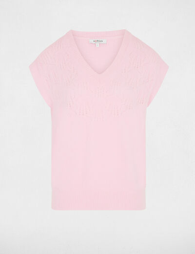 Jersey sin mangas calado rosa mujer