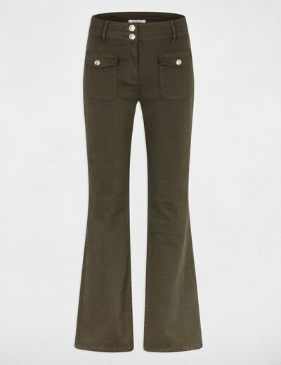 Pantal&oacute;n bootcut verde caqui mujer