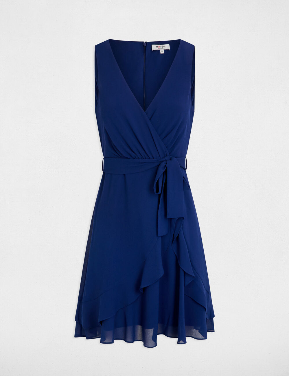 Vestido corto cruzado azul marino mujer