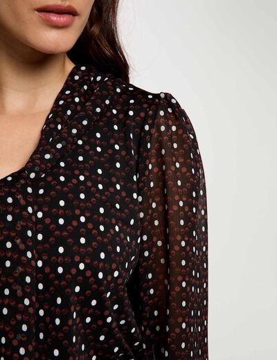 Blusa de gasa con cuello lazada multicolor mujer