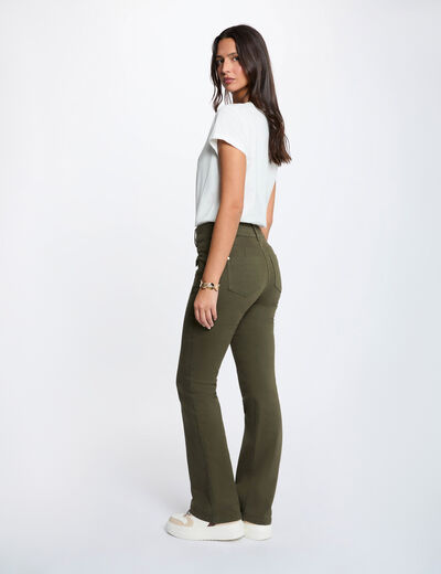 Pantal&oacute;n bootcut verde caqui mujer