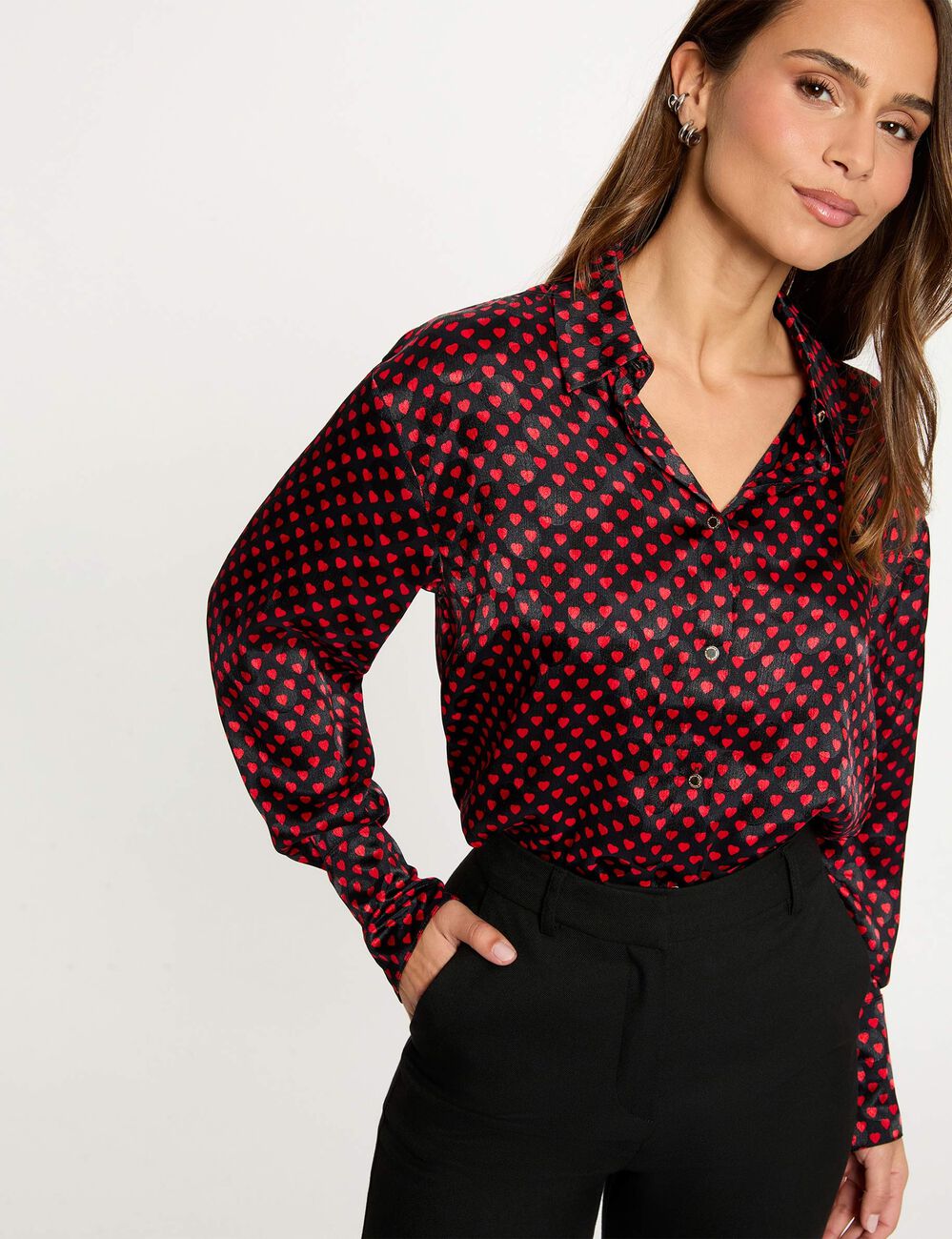 Camisa con cuello vuelto multicolor mujer