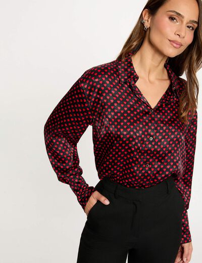 Camisa con cuello vuelto multicolor mujer