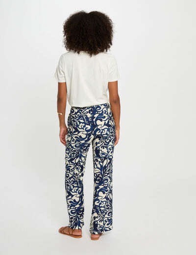 Pantalón recto estampado multicolor mujer