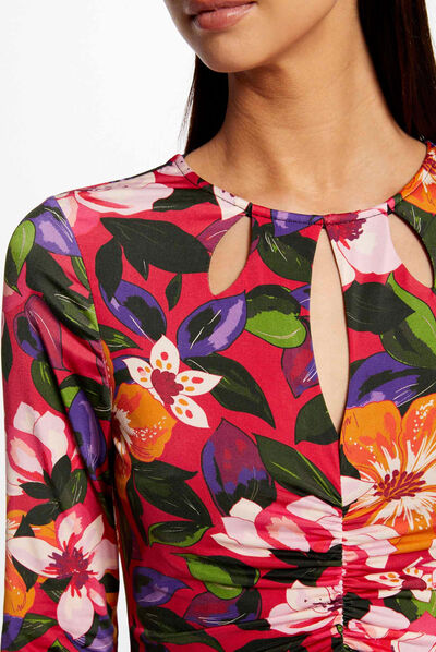 Vestido midi ajustado estampado floral multicolor mujer