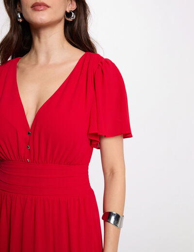 Vestido largo fluido rojo mujer