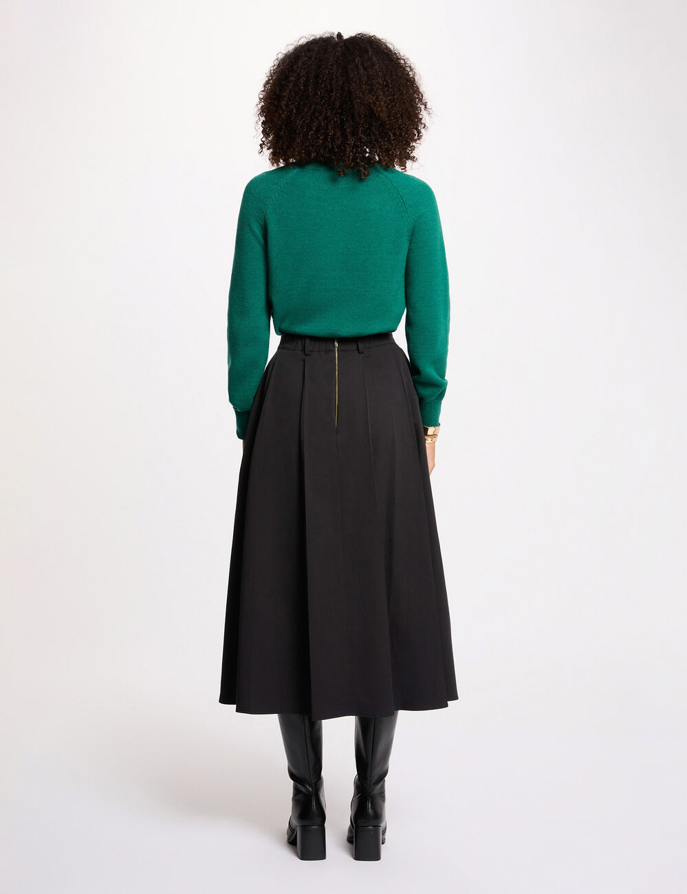 Falda evas&eacute; de talle alto negro mujer