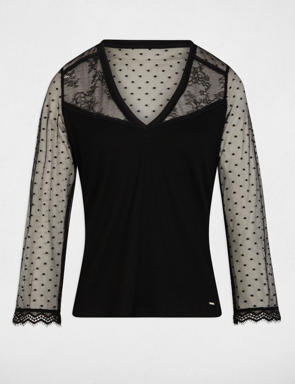 Camiseta manga 3/4 negro mujer