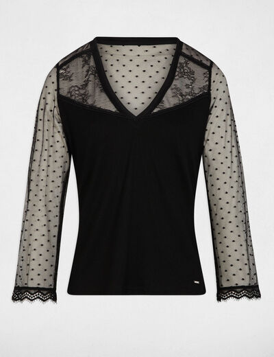 Camiseta manga 3/4 negro mujer
