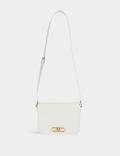 Bolso bandolera efecto cocodrilo marfil mujer