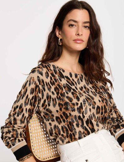 Jersey estampado leopardo multicolor mujer
