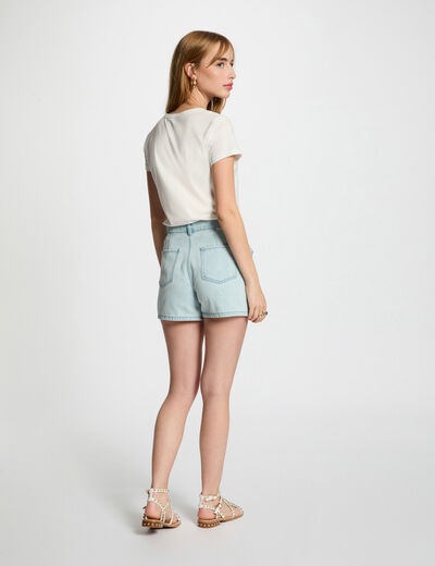 Camiseta manga corta blanco mujer
