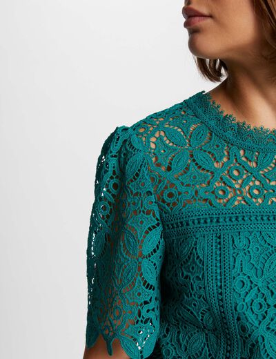 Blusa manga corta verde medio mujer
