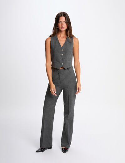 Pantal&oacute;n de pierna ancha gris moyen mujer