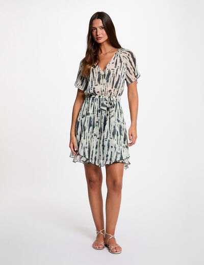 Vestido corto con cuello en V multicolor mujer