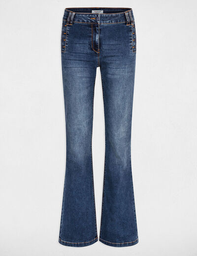 Vaquero flare con botones denim stone mujer