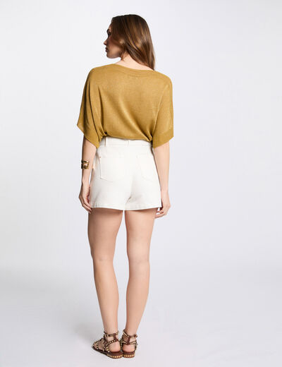 Jersey manga corta y rayas amarillo mostaza mujer