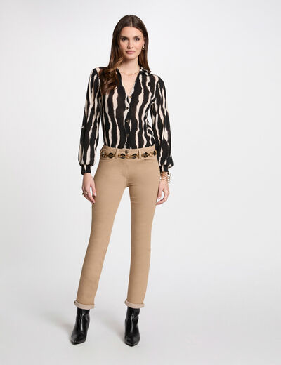 Pantalón recto cámel mujer