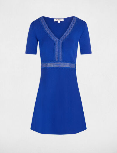 Vestido punto ajustado azul eléctrico mujer