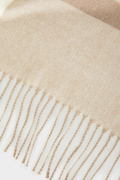 Poncho con rayas beige mujer