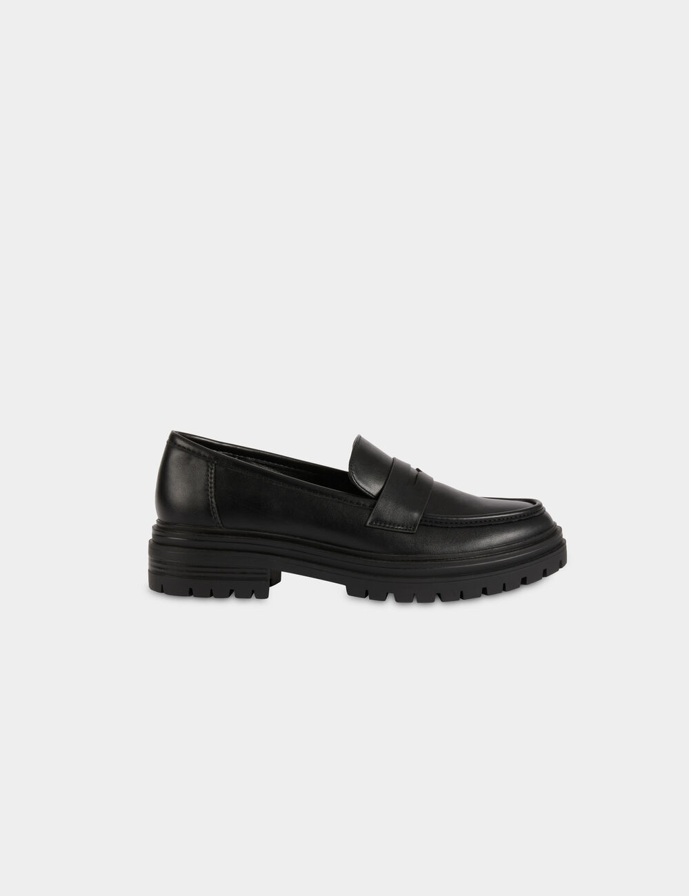 Mocasines con suela dentada negro mujer