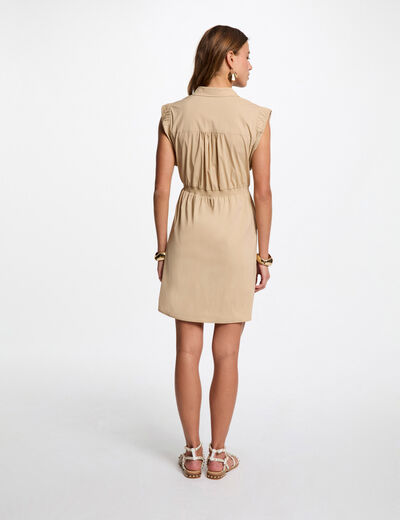 Vestido corto ajustado beige mujer