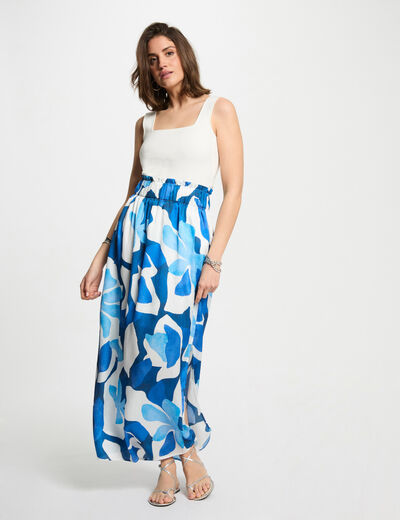 Falda larga estampada multicolor mujer