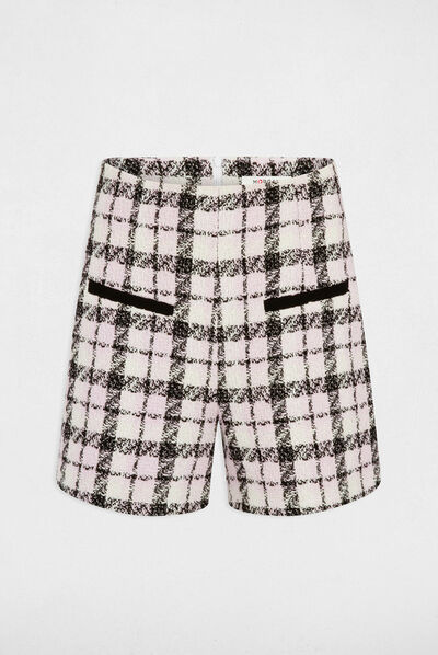 Short recto con estampado de cuadros multicolor mujer