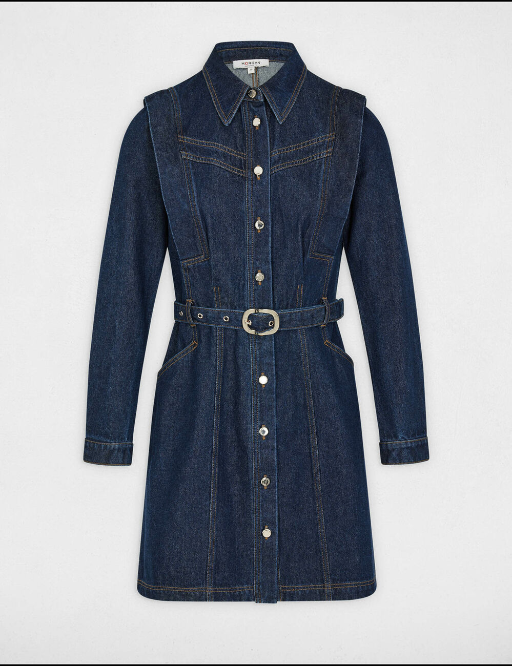 Vestido ajustado vaquero denim crudo mujer