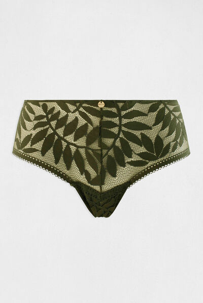Shorty de encaje verde caqui mujer
