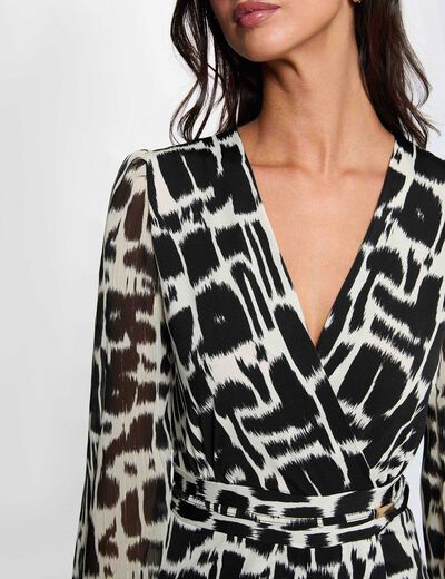 Vestido corto con cuello en V multicolor mujer