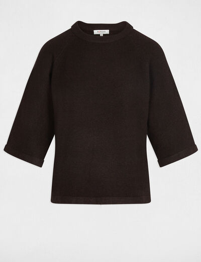 Jersey extragrande manga 3/4 marr&oacute;n oscuro mujer