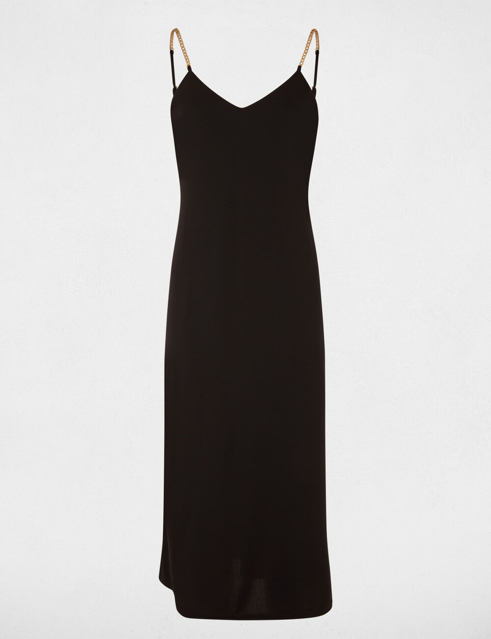 Vestido midi tirantes cadena negro mujer