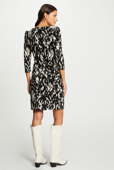 Vestido ajustado drapeado estampado multico mujer