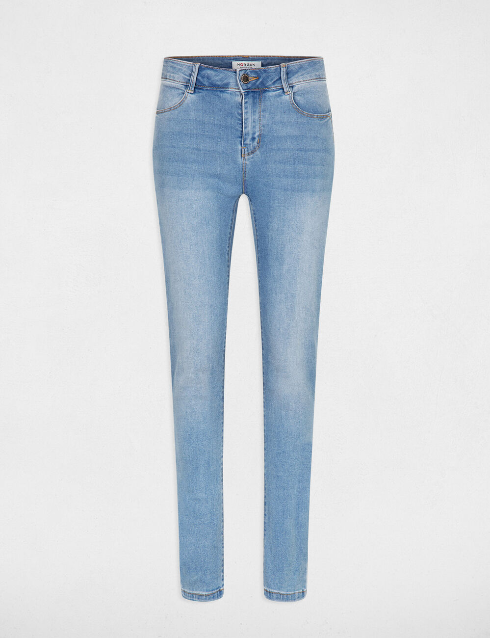 Vaquero slim talle estándar denim descolorido mujer