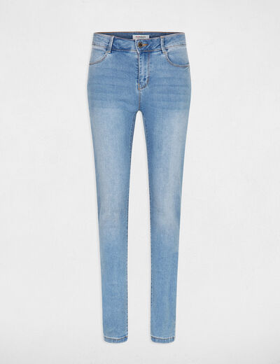 Vaquero slim talle estándar denim descolorido mujer