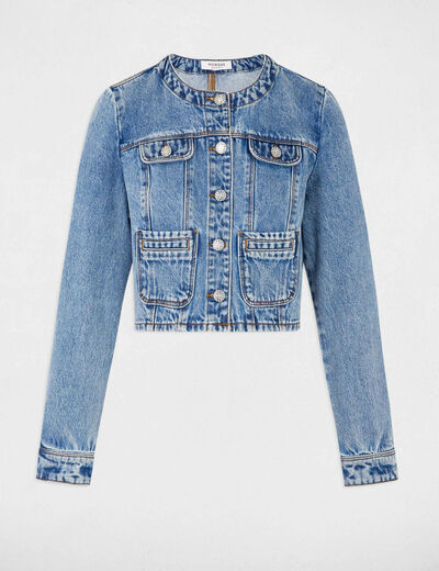 Chaqueta vaquero corta denim doble stone mujer