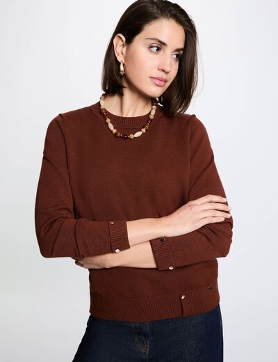 Jersey cuello redondo marr&oacute;n mujer