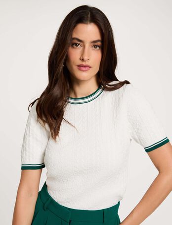 Jersey fino de manga corta verde mujer