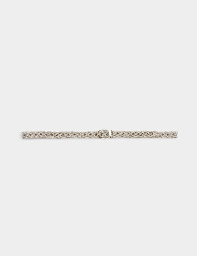 Cinturón trenzado con strass couleur argent mujer